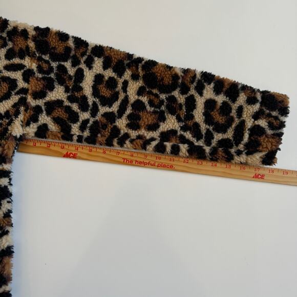 J.Crew Vintage Sherpa Leopard Snap Collar Fleece Pullover Sz Small EUC Ski Snow - Picture 8 of 12